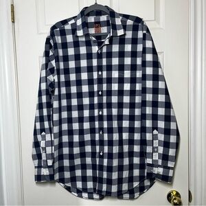 J MCLAUGHLIN Blue and White Checkered Men's Shirt Size Large
